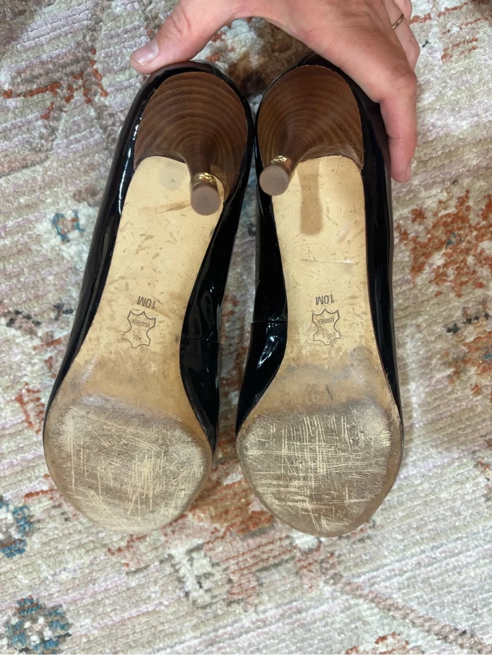 Tory Burch Black Patent Leather Peep-Toe Heels